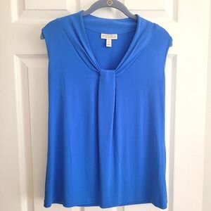 Dana Buchman V Neck Top Sleveless Blue Size Small